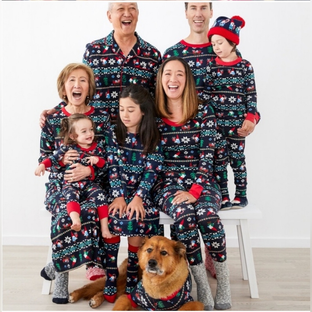 Hanna Andersson Gnome Sweet Gnome/Fair Isle Holiday Adult Sleep Set.